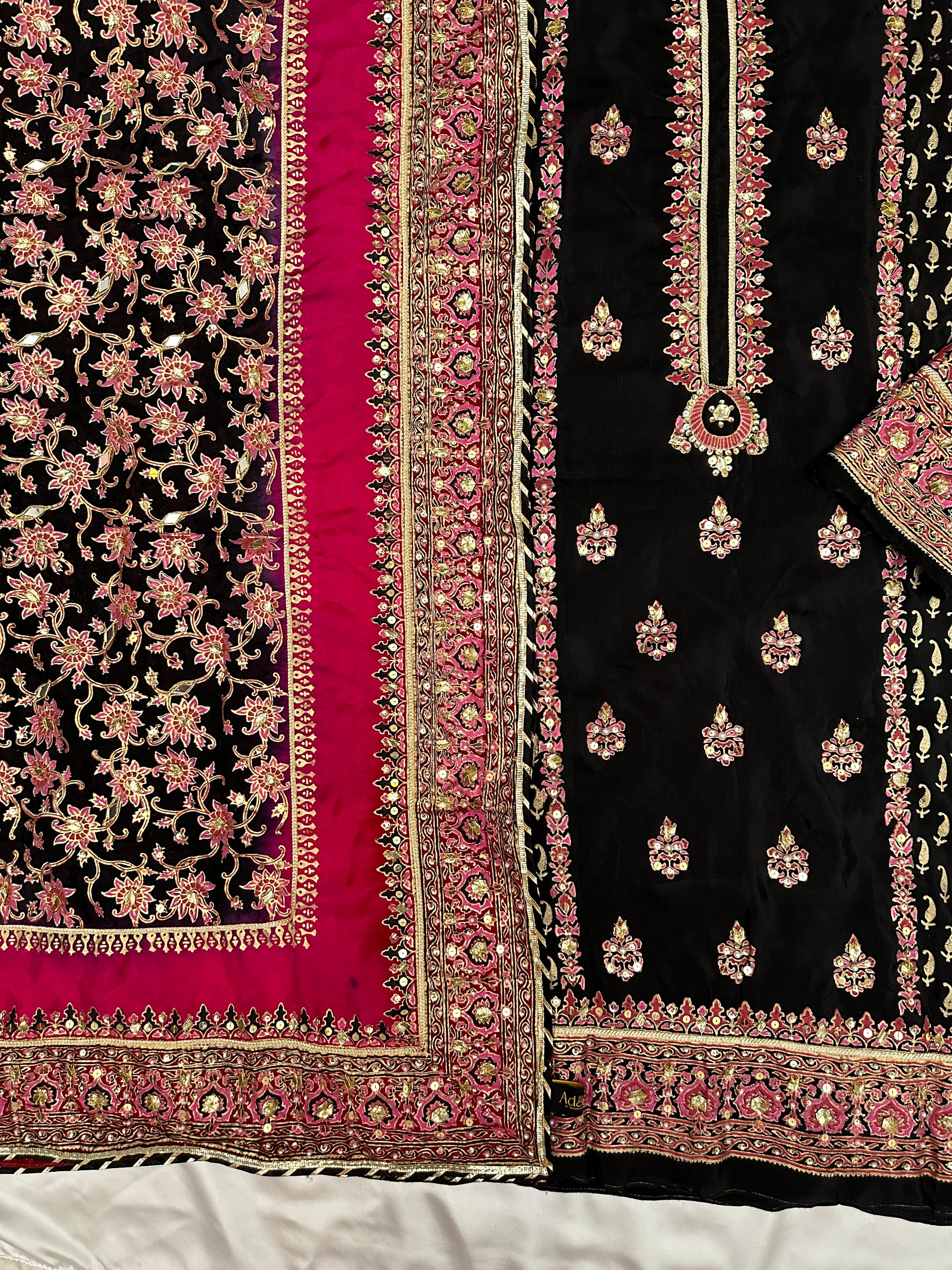 Black Orchid – Embellished Beauty in Raw Silk