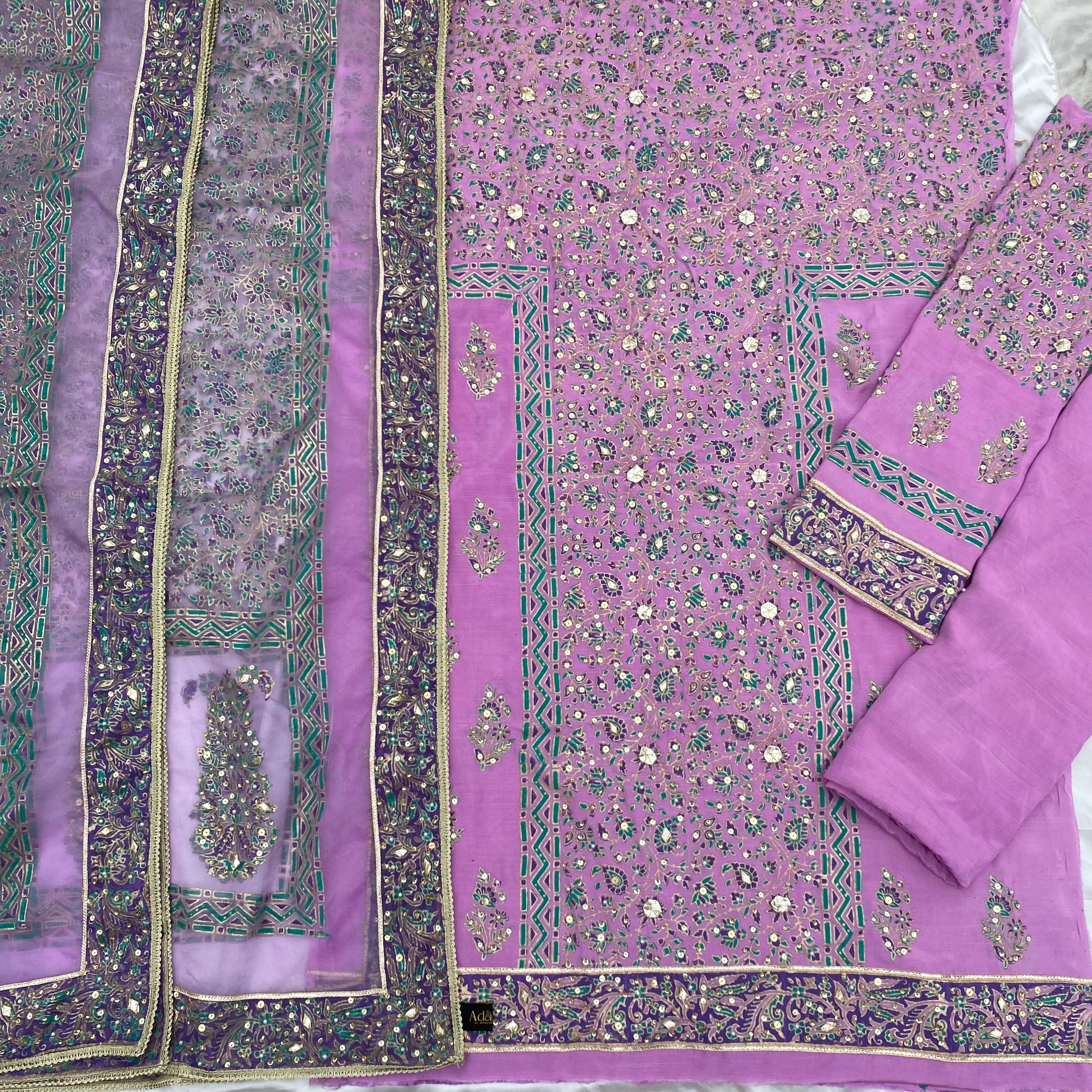 Lavender Noori – Embellished Raw Silk Set