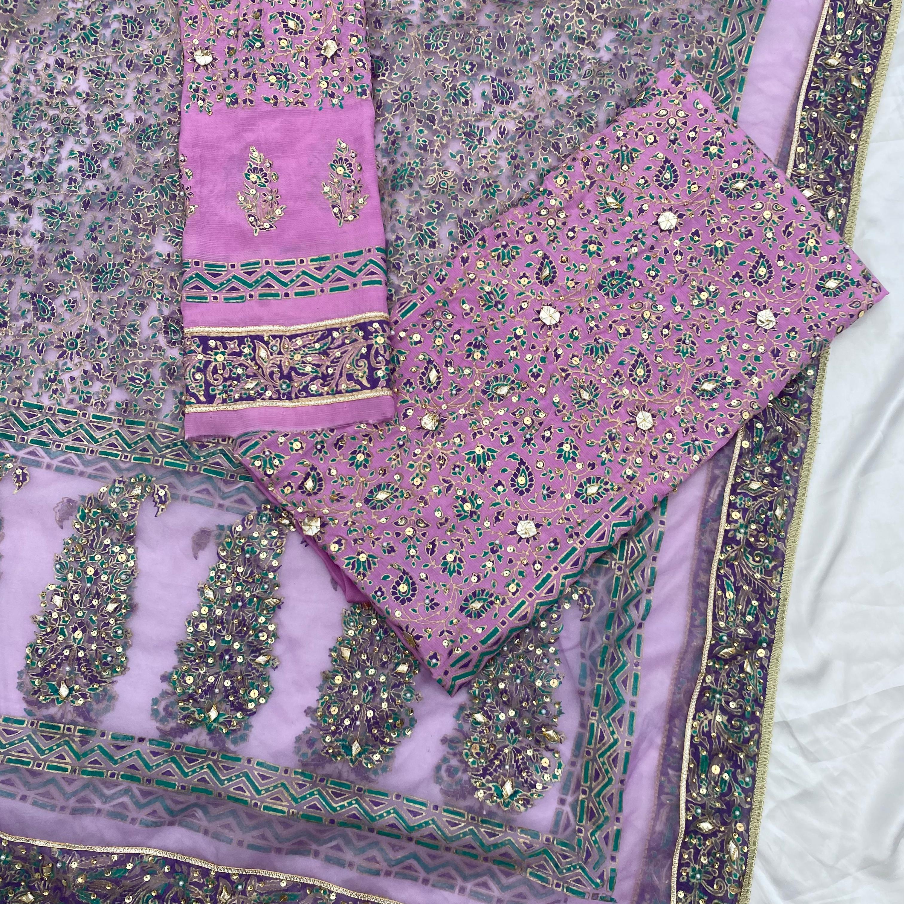 Lavender Noori – Embellished Raw Silk Set