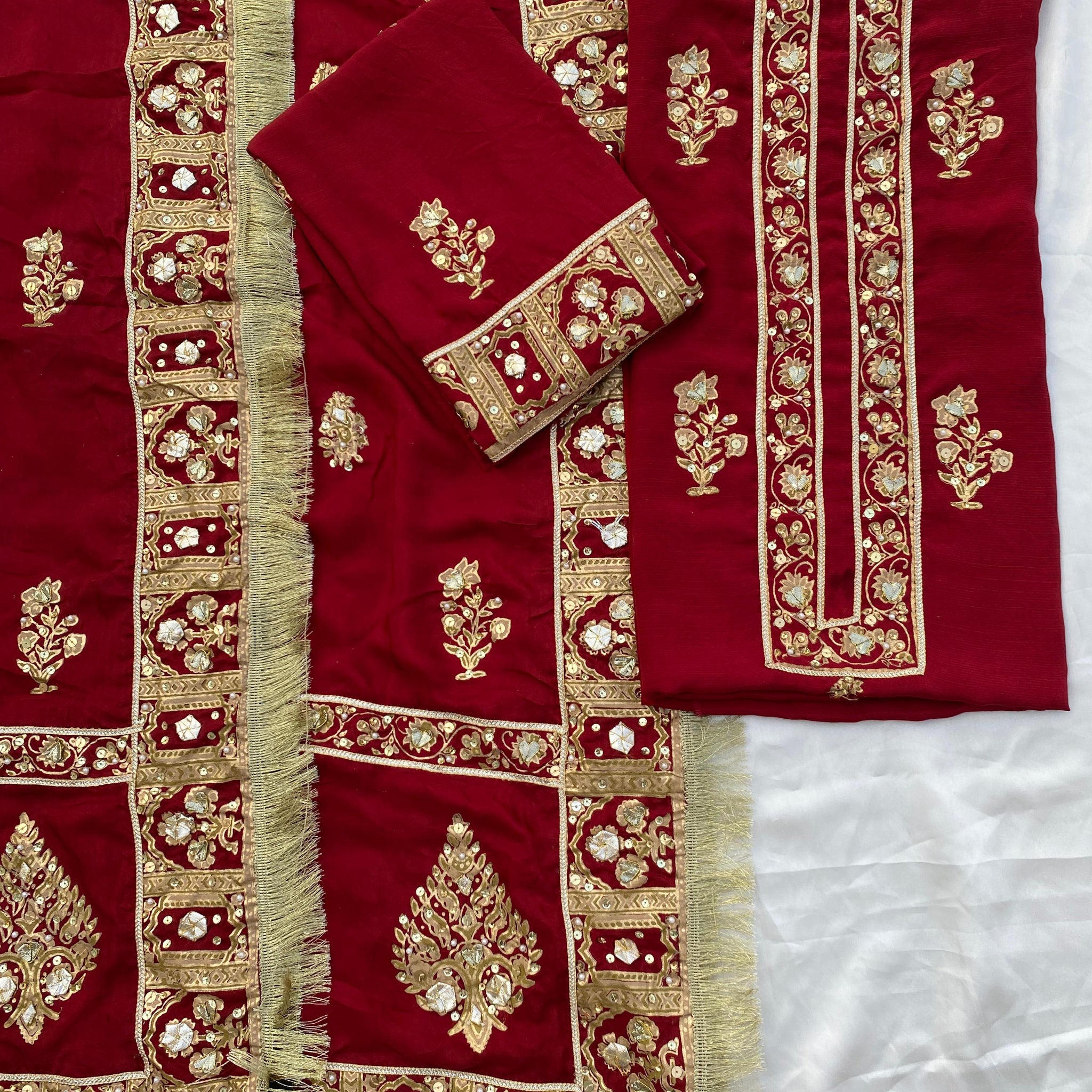 Crimson Zewar – Embellished Raw Silk Set