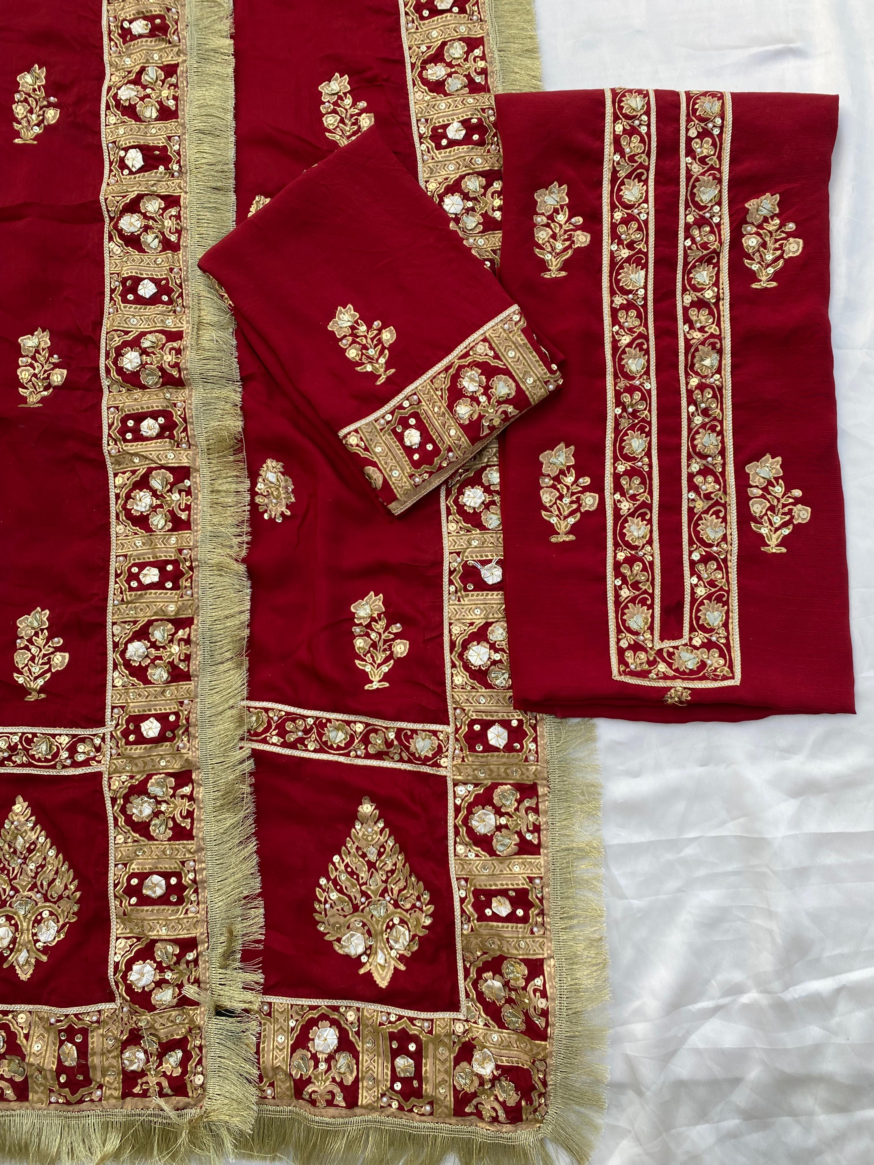 Crimson Zewar – Embellished Raw Silk Set