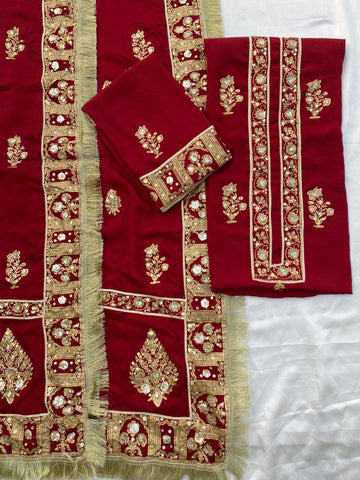 Crimson Zewar – Embellished Raw Silk Set