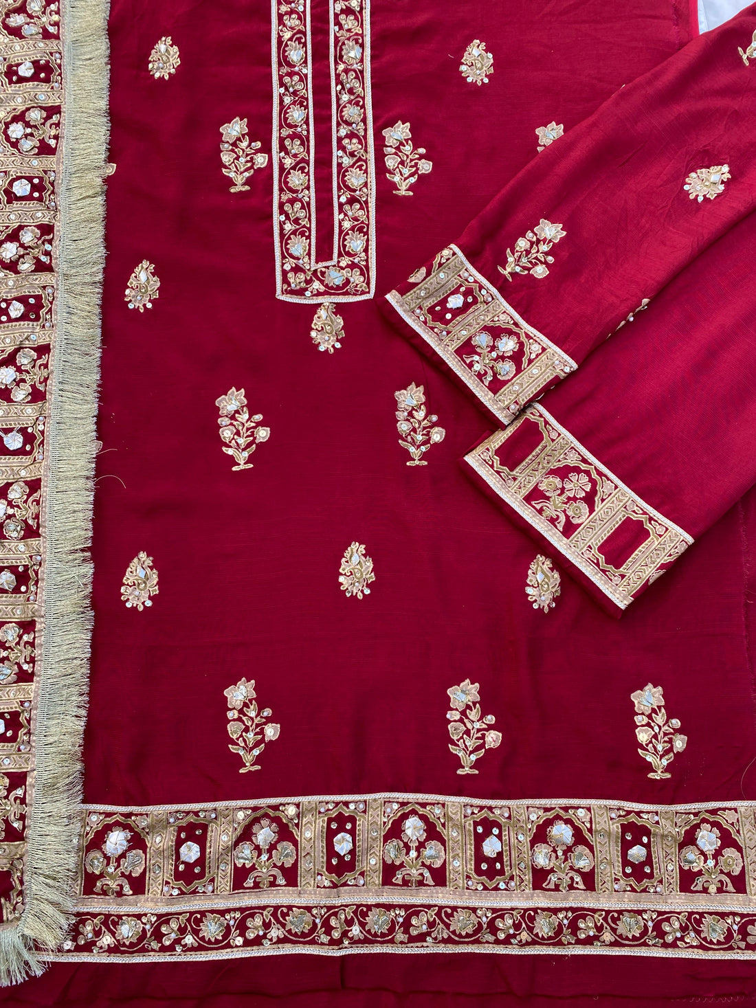 Crimson Zewar – Embellished Raw Silk Set