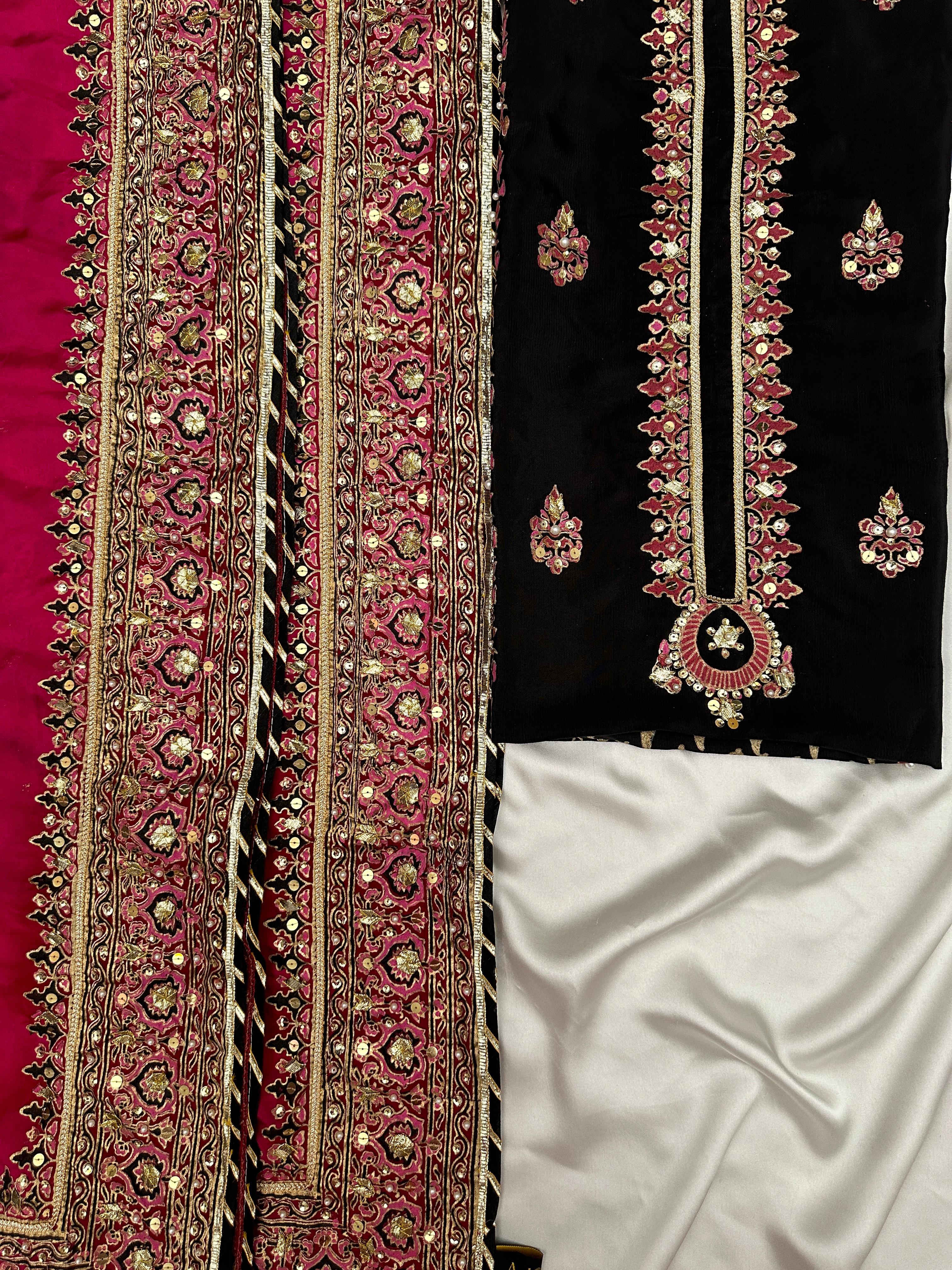 Black Orchid – Embellished Beauty in Raw Silk