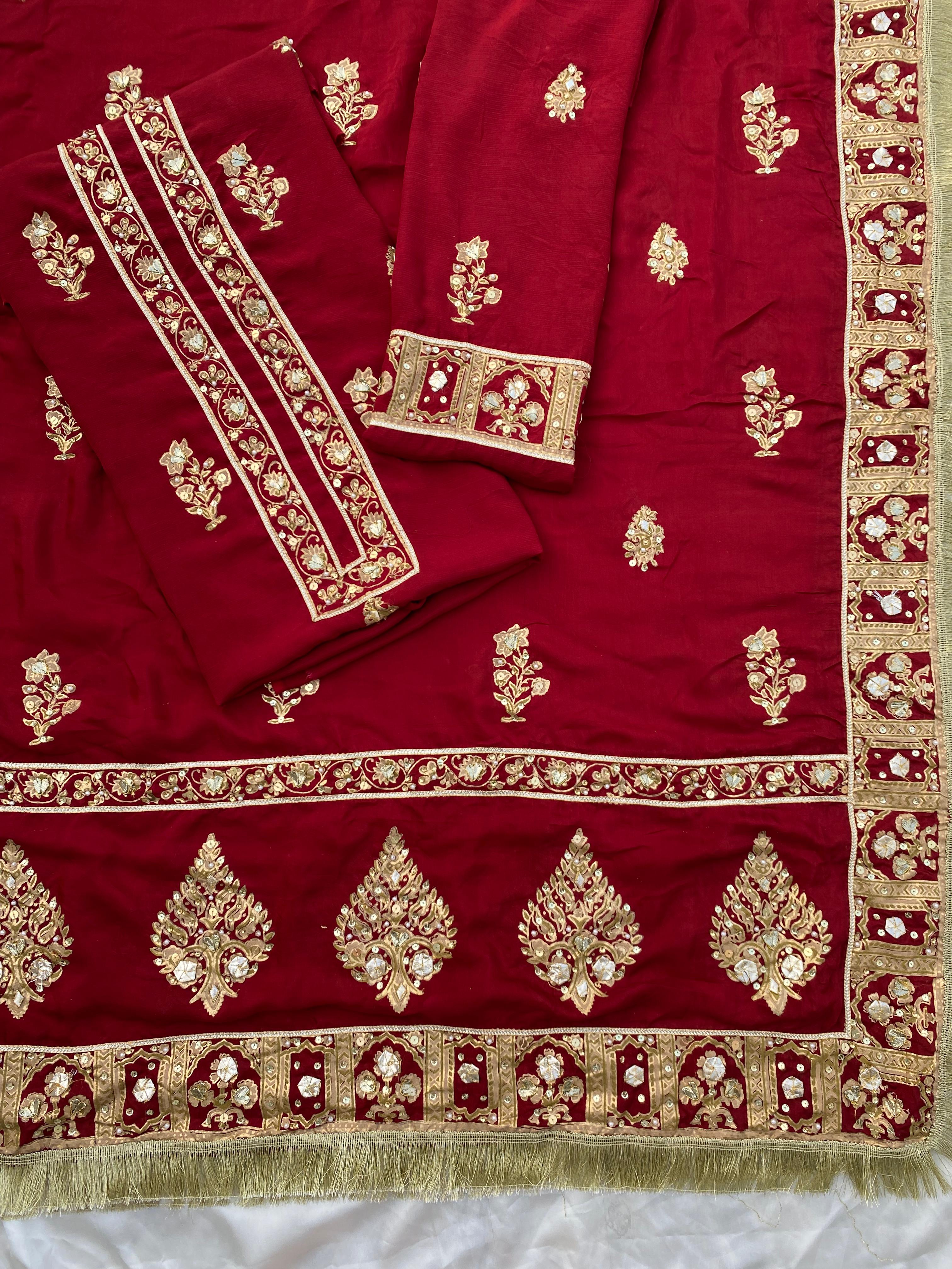 Crimson Zewar – Embellished Raw Silk Set