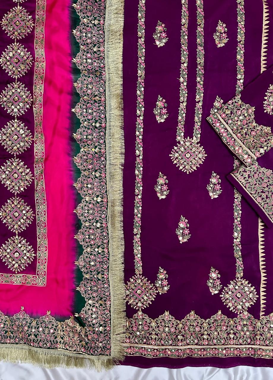 Plum Majesty – Embellished Raw Silk Set