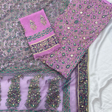 Lavender Noori – Embellished Raw Silk Set