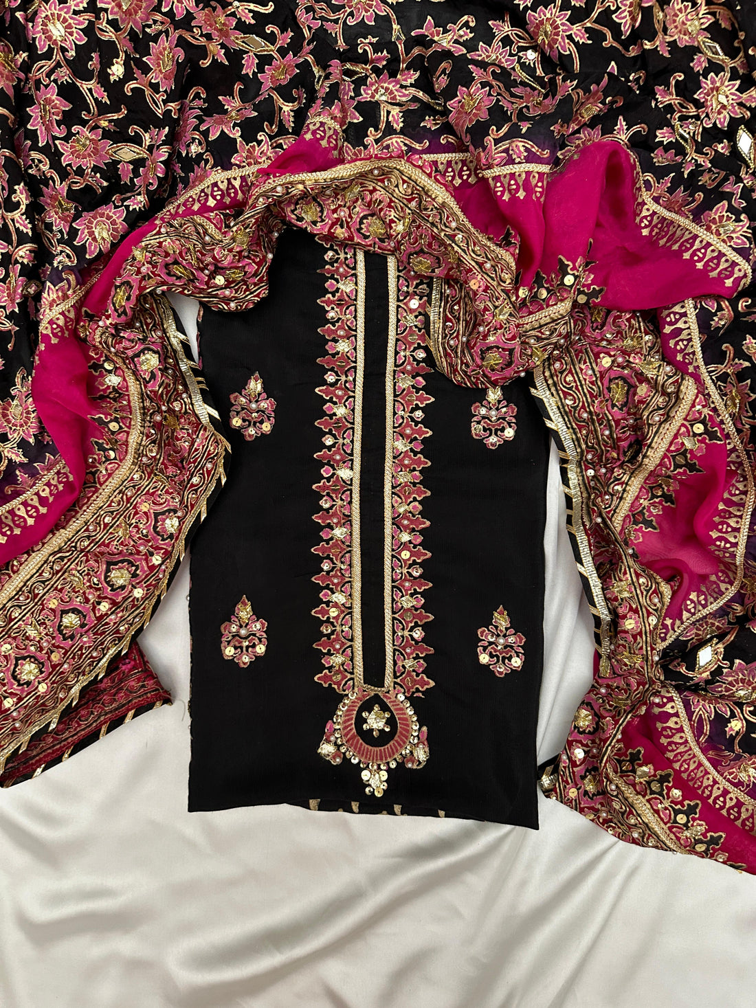 Black Orchid – Embellished Beauty in Raw Silk