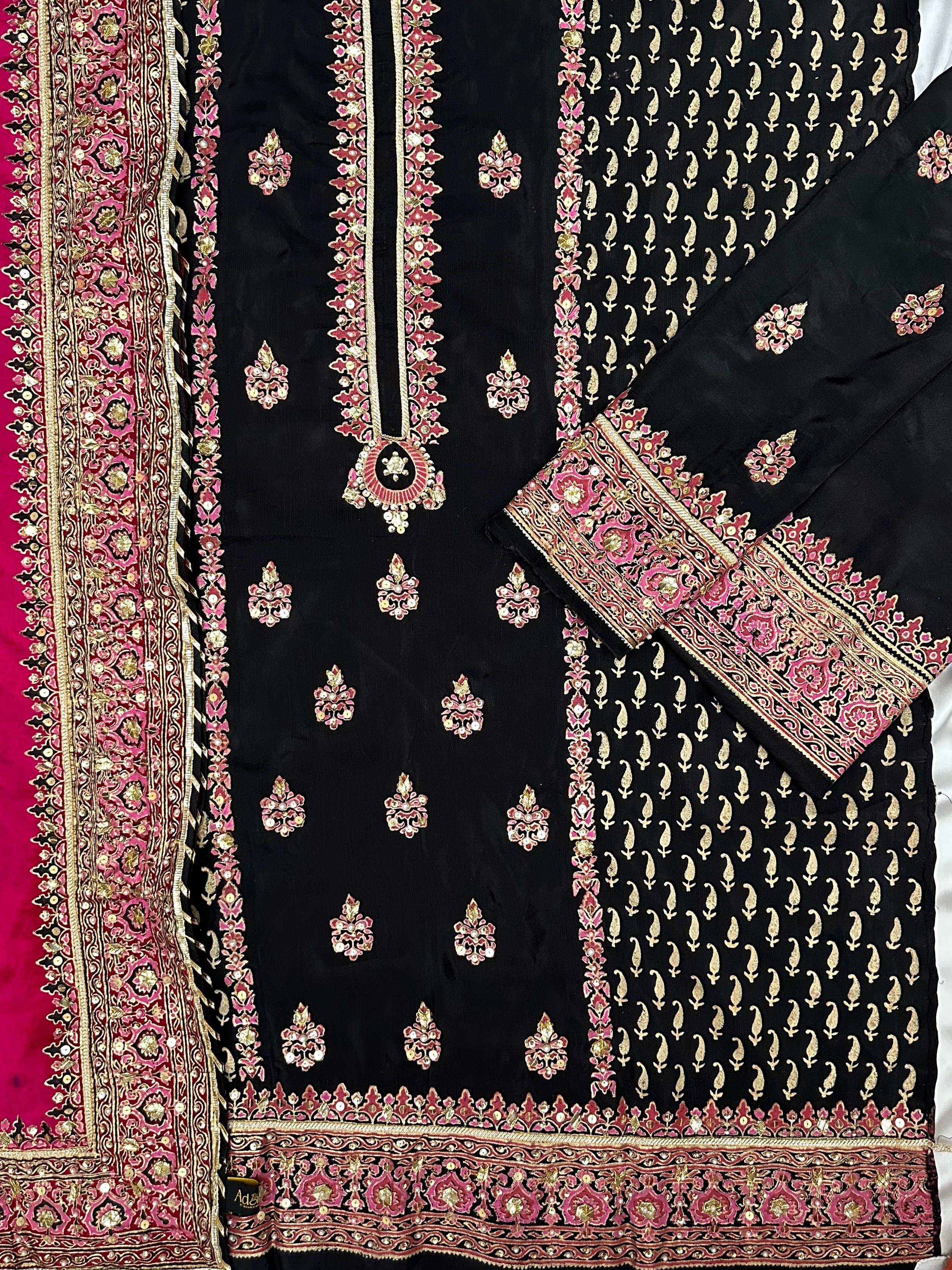 Black Orchid – Embellished Beauty in Raw Silk