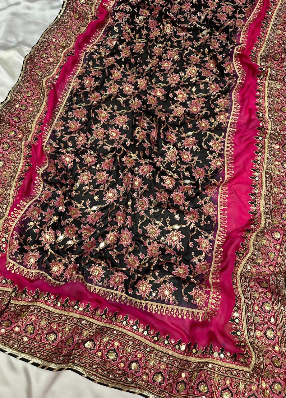 Black Orchid – Embellished Beauty in Raw Silk