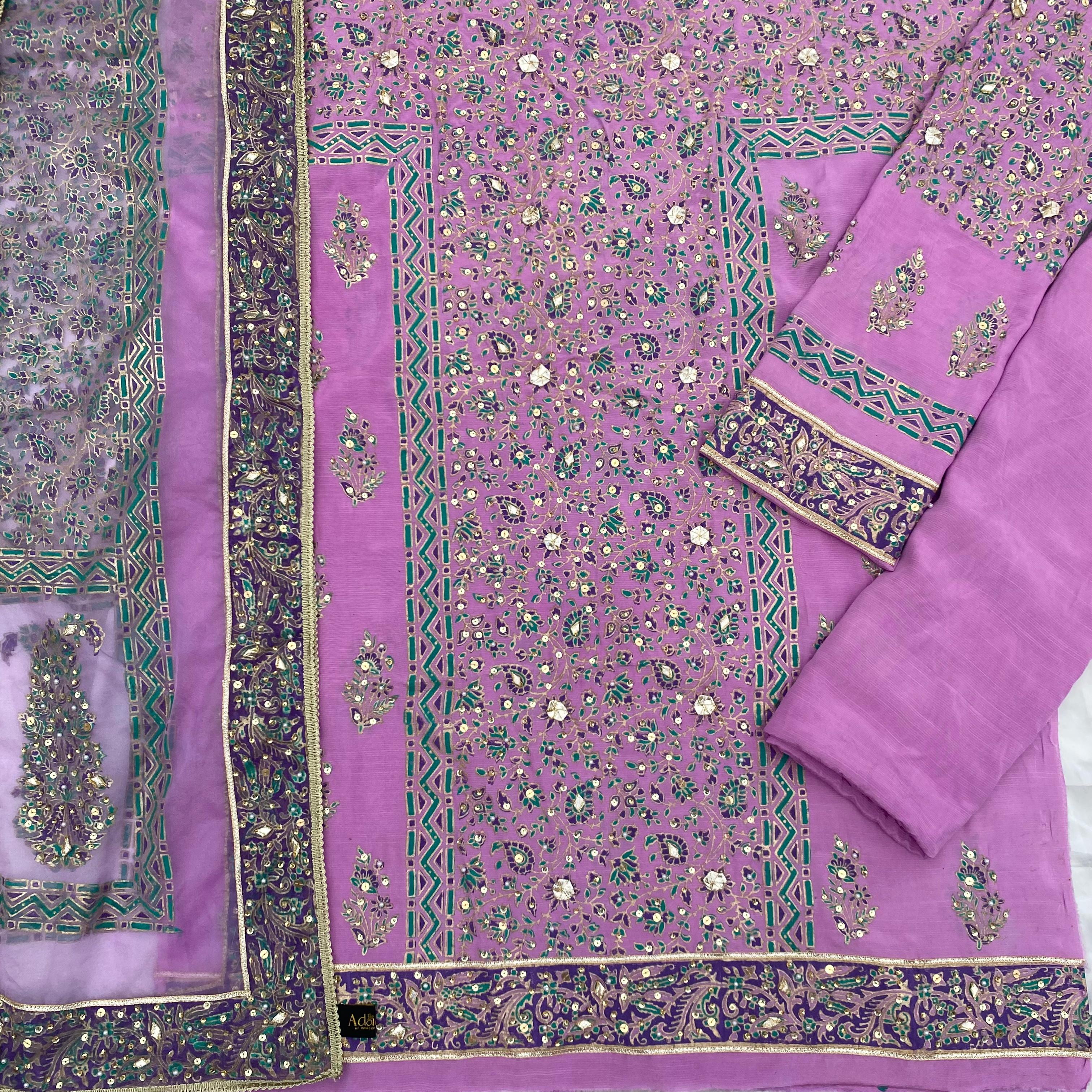 Lavender Noori – Embellished Raw Silk Set