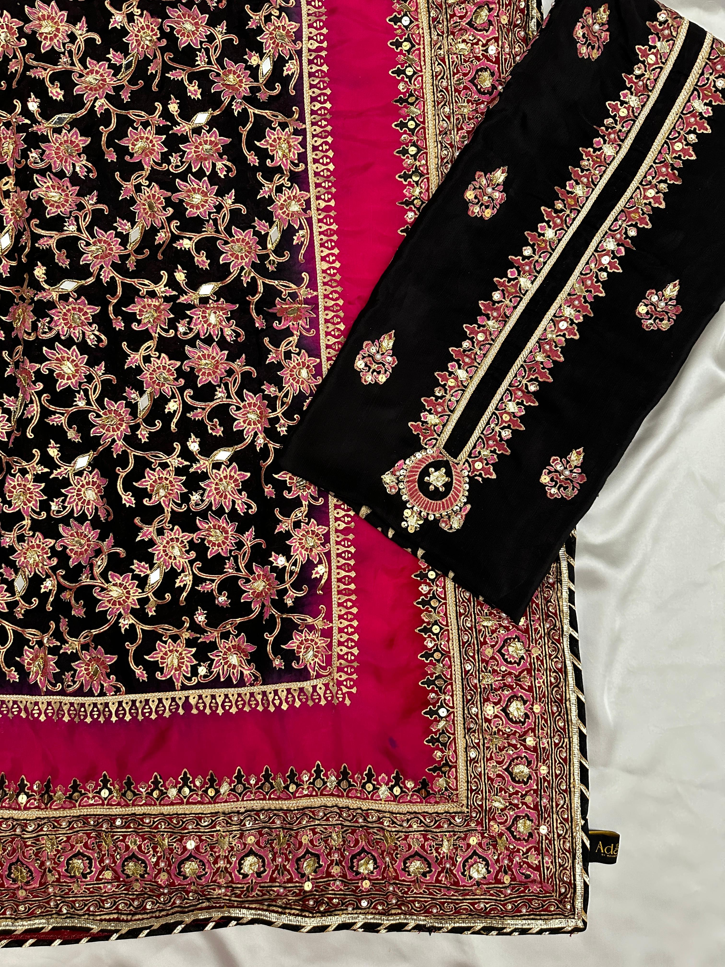 Black Orchid – Embellished Beauty in Raw Silk