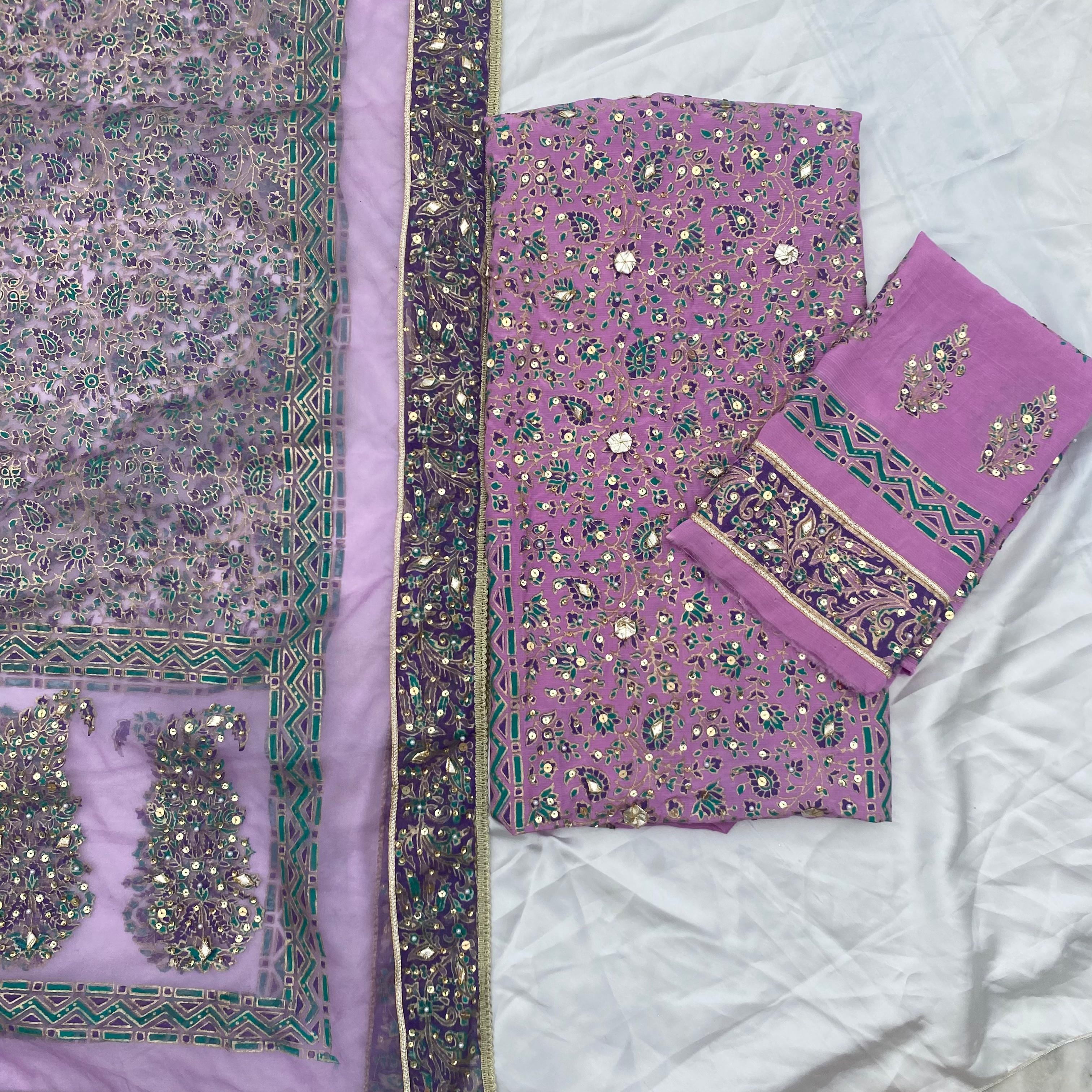 Lavender Noori – Embellished Raw Silk Set