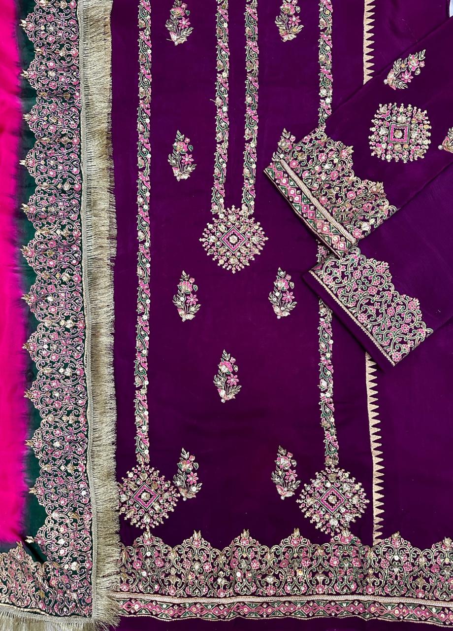 Plum Majesty – Embellished Raw Silk Set
