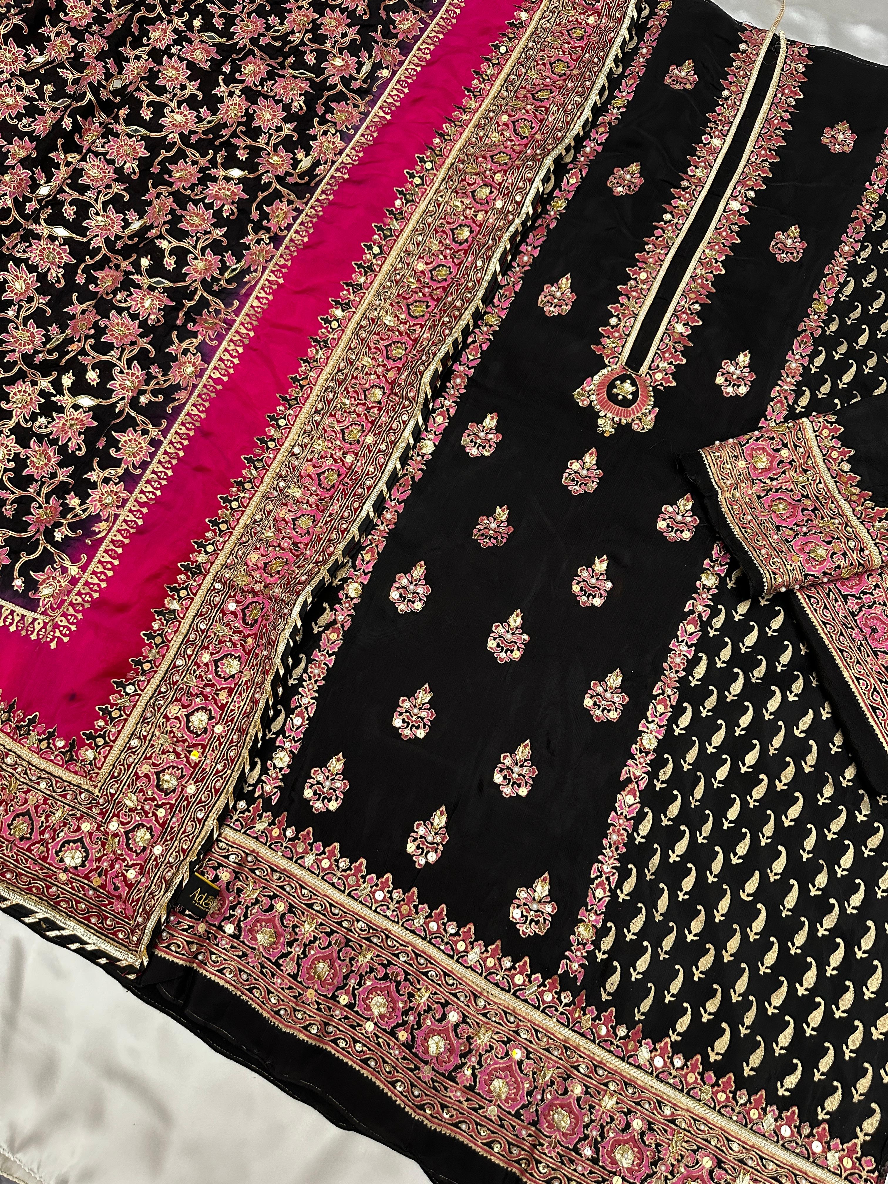 Black Orchid – Embellished Beauty in Raw Silk