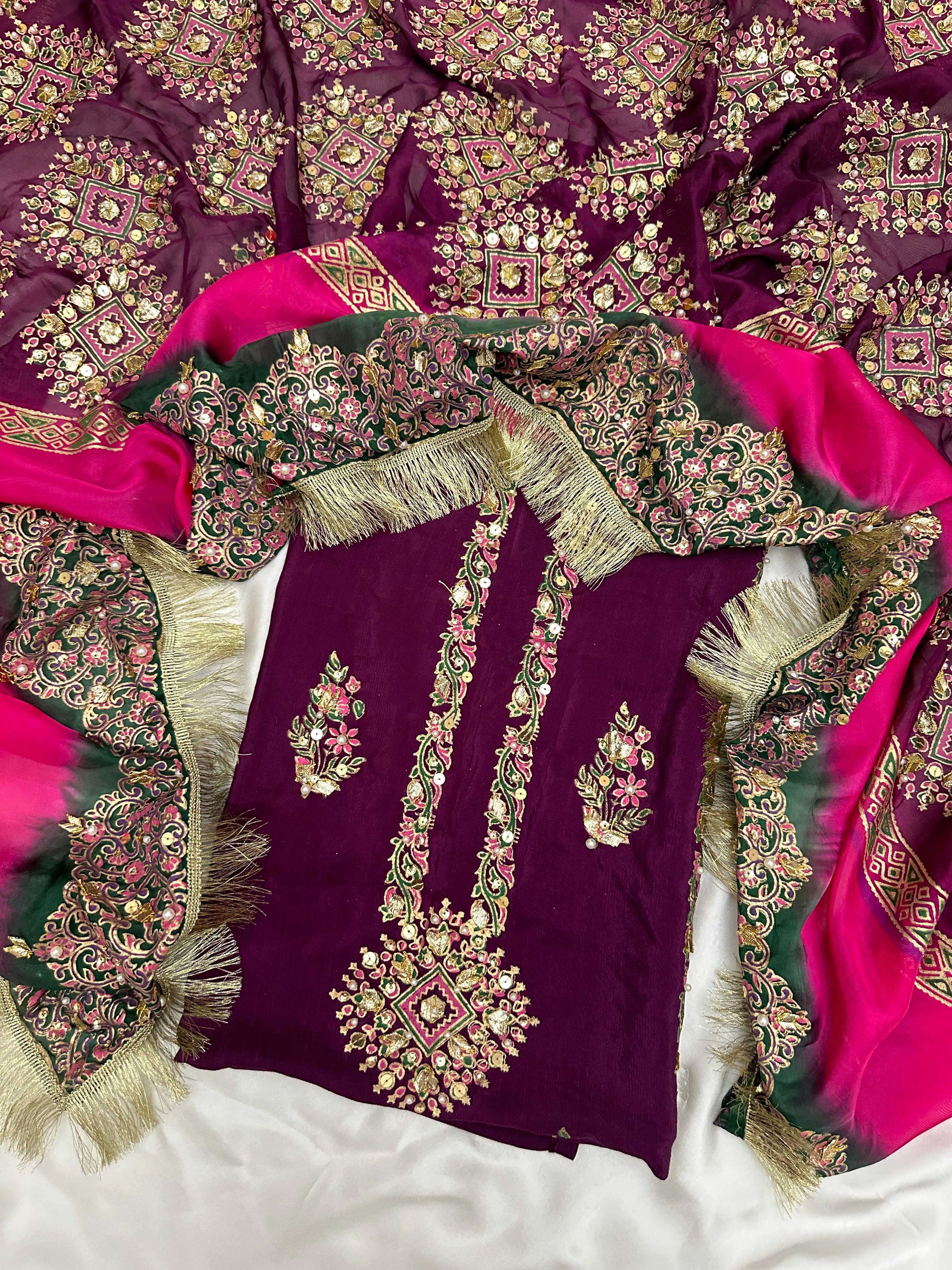 Plum Majesty – Embellished Raw Silk Set